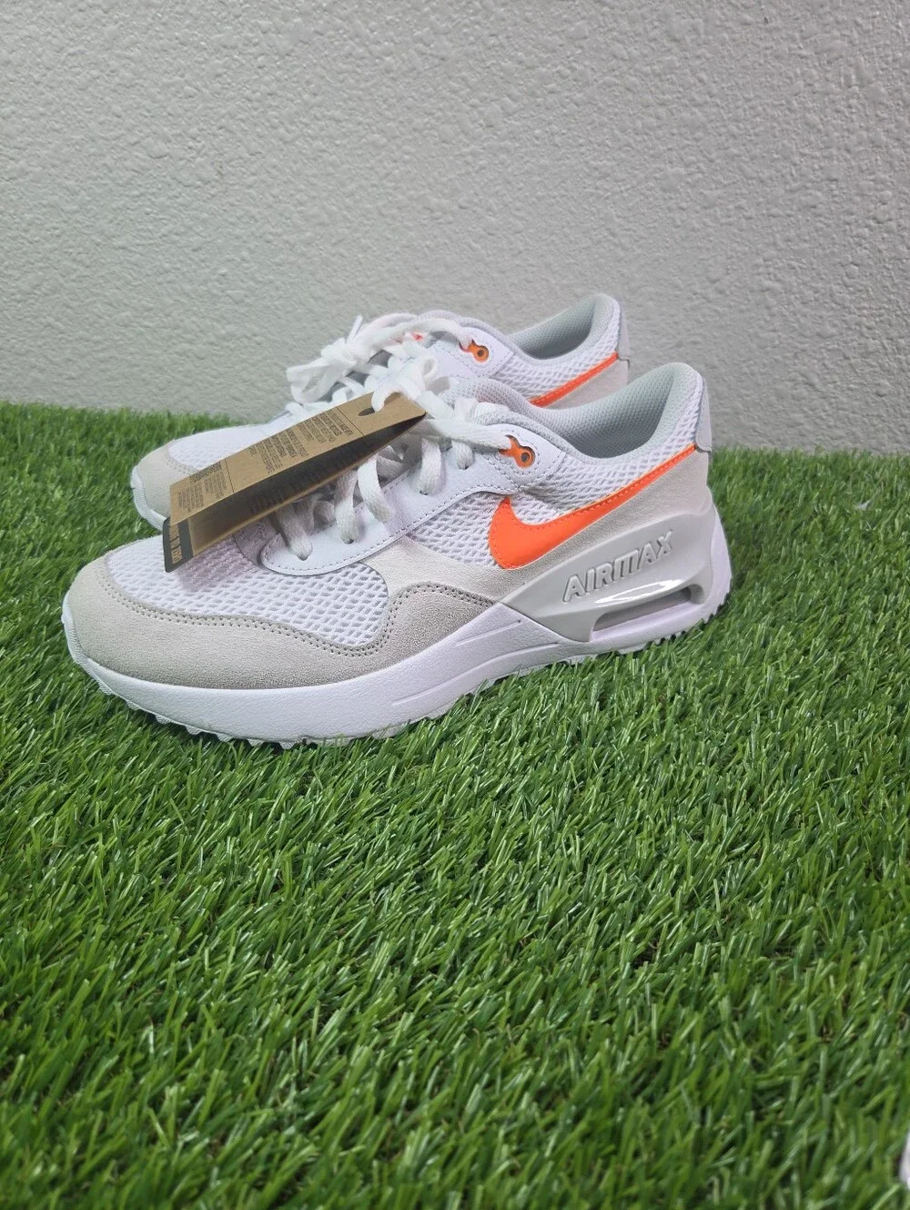 Nike Air Max SYSTM (GS) White/Orange/Phantom Kids Sneaker 6.5Y/Women's Size 8